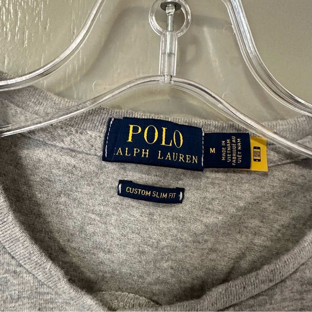 Polo by Ralph Lauren Gray T-Shirt Women’s Medium American Flag Style Logo Casual - Picture 2 of 3